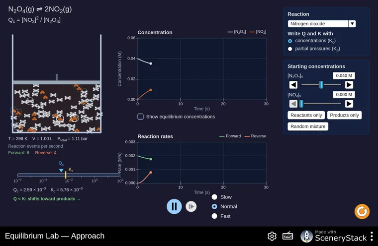 Equilibrium Lab simulation screenshot