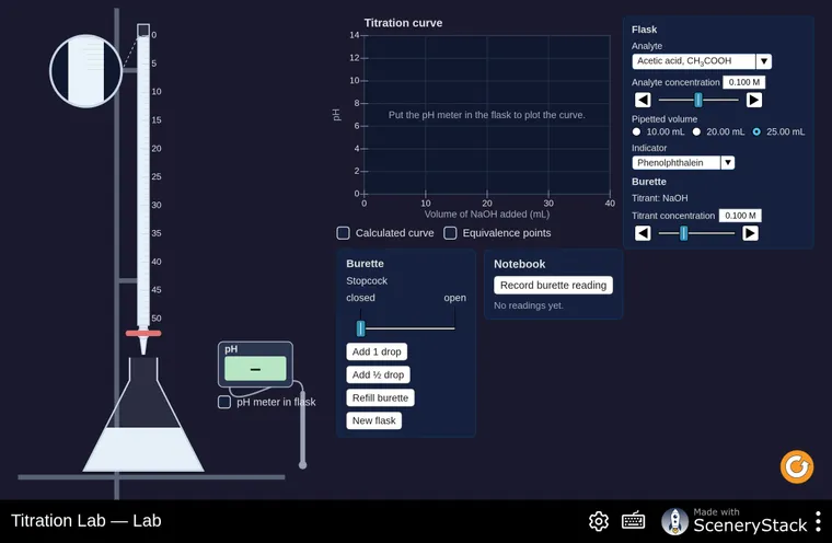 Titration Lab simulation screenshot