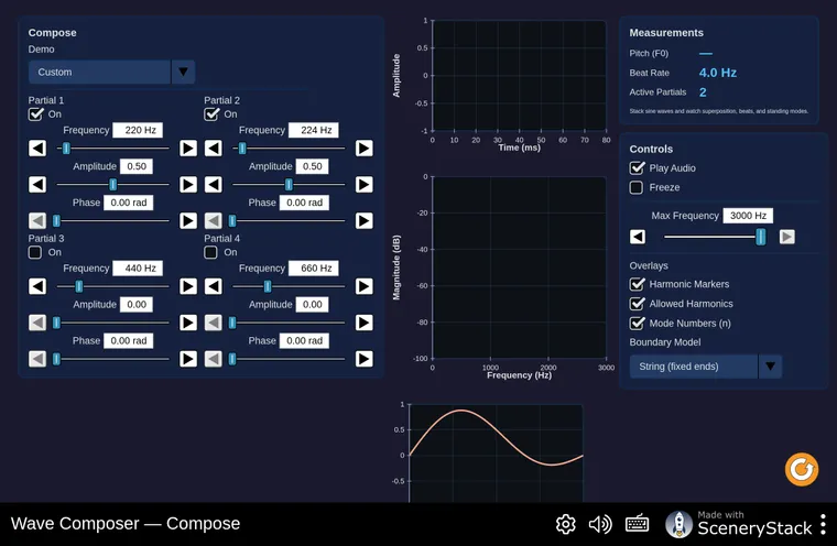 Wave Composer simulation screenshot