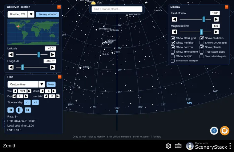 Zenith simulation screenshot